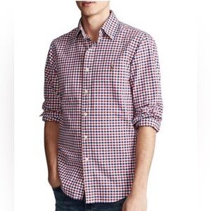 Lauren Ralph Lauren 100% cotton red&blu plaid casual button dwn drss shrt SZ XL